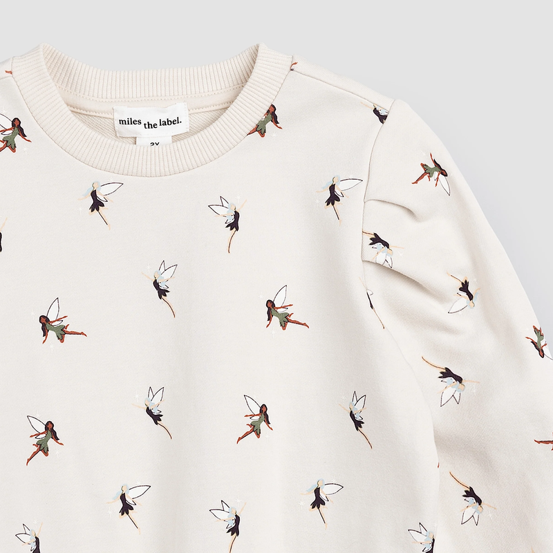 MILES THE LABEL: FAIRY PRINT ON BIRCH SWEATSHIRT