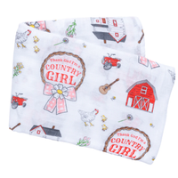 LITTLE HOMETOWN: COUNTRY GIRL MUSLIN SWADDLE RECEIVING BLANKET