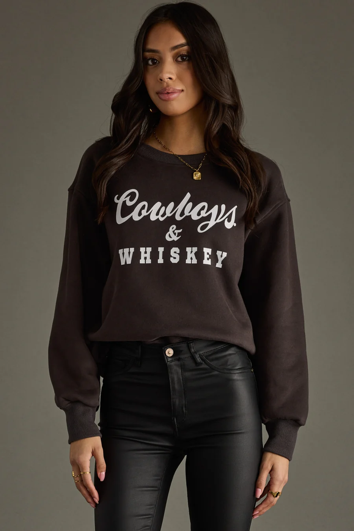 PANACHE: 'COWBOYS & WHISKEY' SWEATSHIRT- CHARCOAL