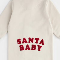 PETIT LEM: SANTA BABY ON CRÈME FLEECE PLAYSUIT