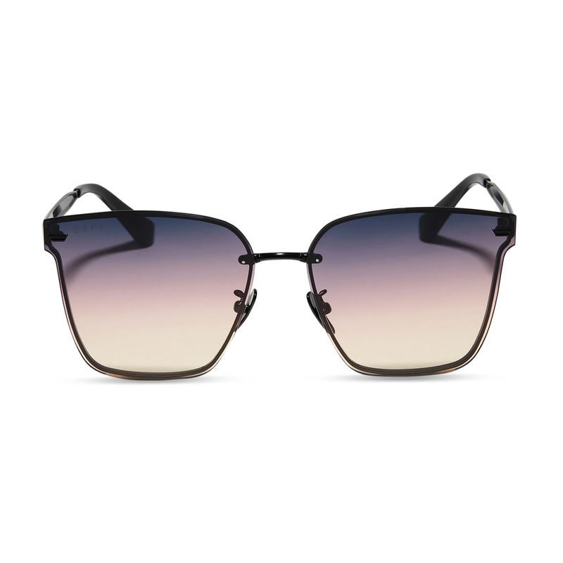 DIFF EYEWEAR: BELLA V MATTE BLACK TWILIGHT GRADIENT SUNGLASSES