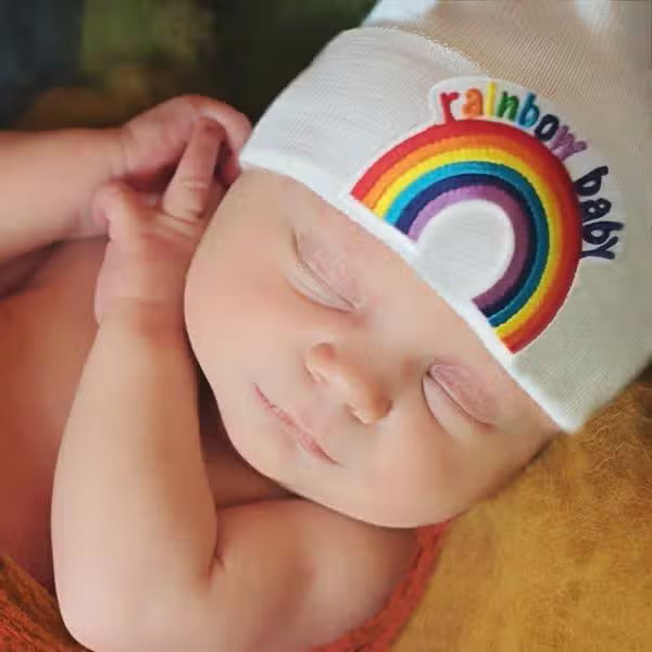 ILYBEAN: RAINBOW BABY HOSPITAL HAT - WHITE
