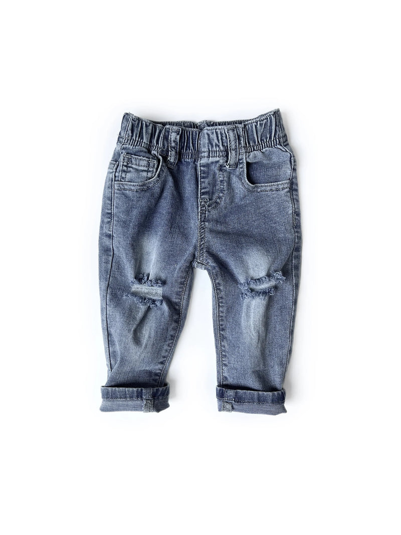 LITTLE BIPSY: RELAXED FIT DISTRESSED DENIM