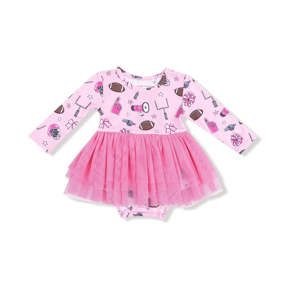 ANGEL DEAR: LONG SLEEVE TUTU BODYSUIT - GAME DAY PINK