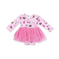 ANGEL DEAR: LONG SLEEVE TUTU BODYSUIT - GAME DAY PINK