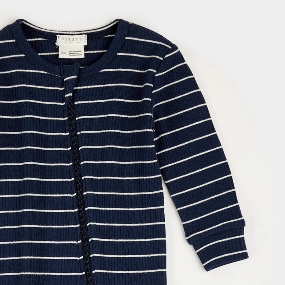 PETIT LEM: DRESS BLUES STRIPED MODAL RIB SLEEPER