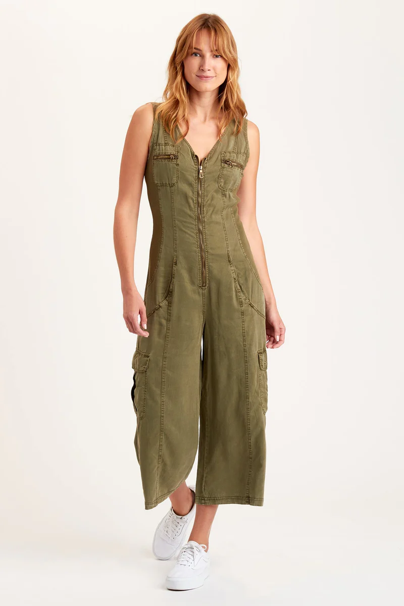 XCVI: HEWITT HOODED JUMPSUIT - LEAFY GREEN