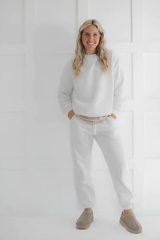 LITTLE BIPSY: ADULT ELEVATED SWEATPANT - LILY WHITE