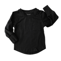 LITTLE BIPSY: LONG SLEEVE POCKET TEE - BLACK