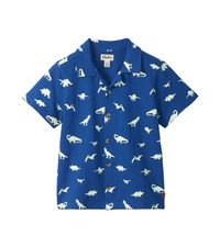 HATLEY: GLOW IN THE DARK DINOS JERSEY BUTTON DOWN - ENSIGN BLUE