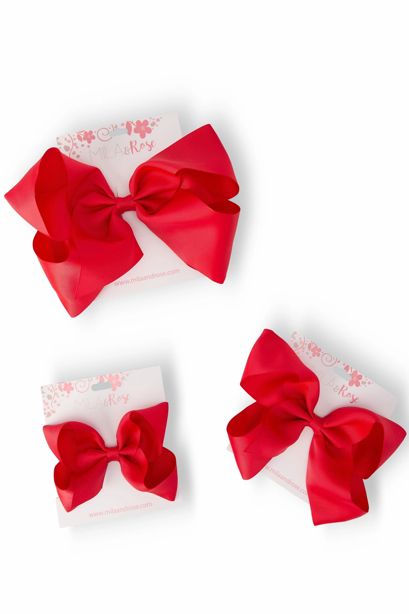 MILA & ROSE: RED GROSGRAIN HAIR BOW