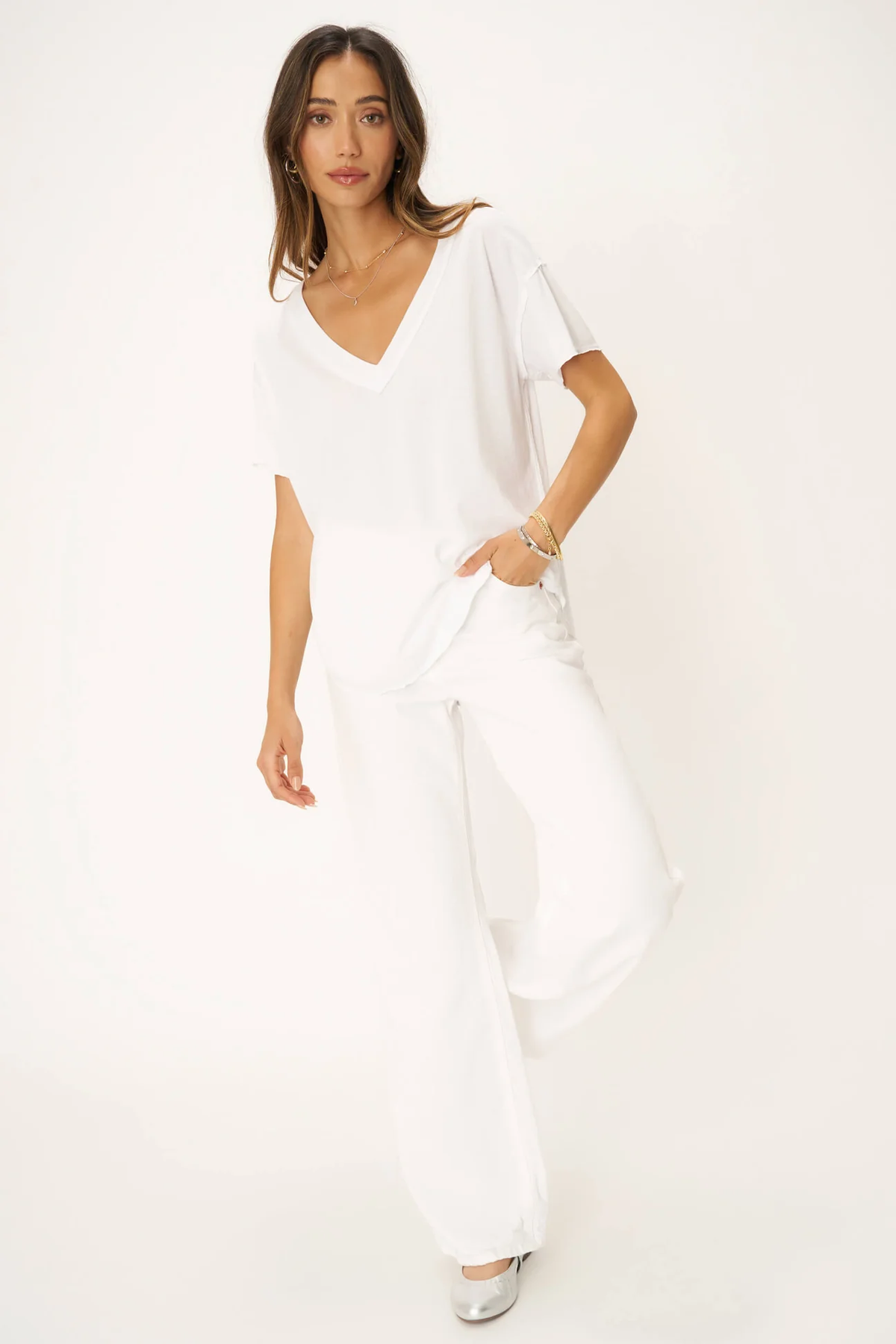 PROJECT SOCIAL T: BALTIMORE V-NECK TEE - WHITE