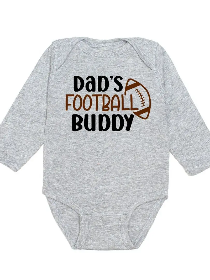 SWEET WINK: DAD'S FOOTBALL BUDDY LONG SLEEVE BODYSUIT - GREY