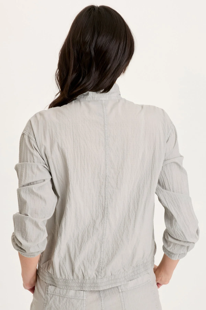 XCVI: AMIS TEXTURED CINCHABLE BOMBER - EARL GREY PIGMENT