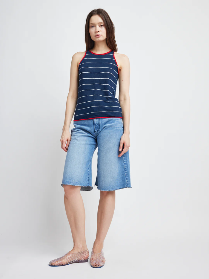 SELF CONTRAST: ELIZABETH RACER TANK - RED/NAVY/WHITE