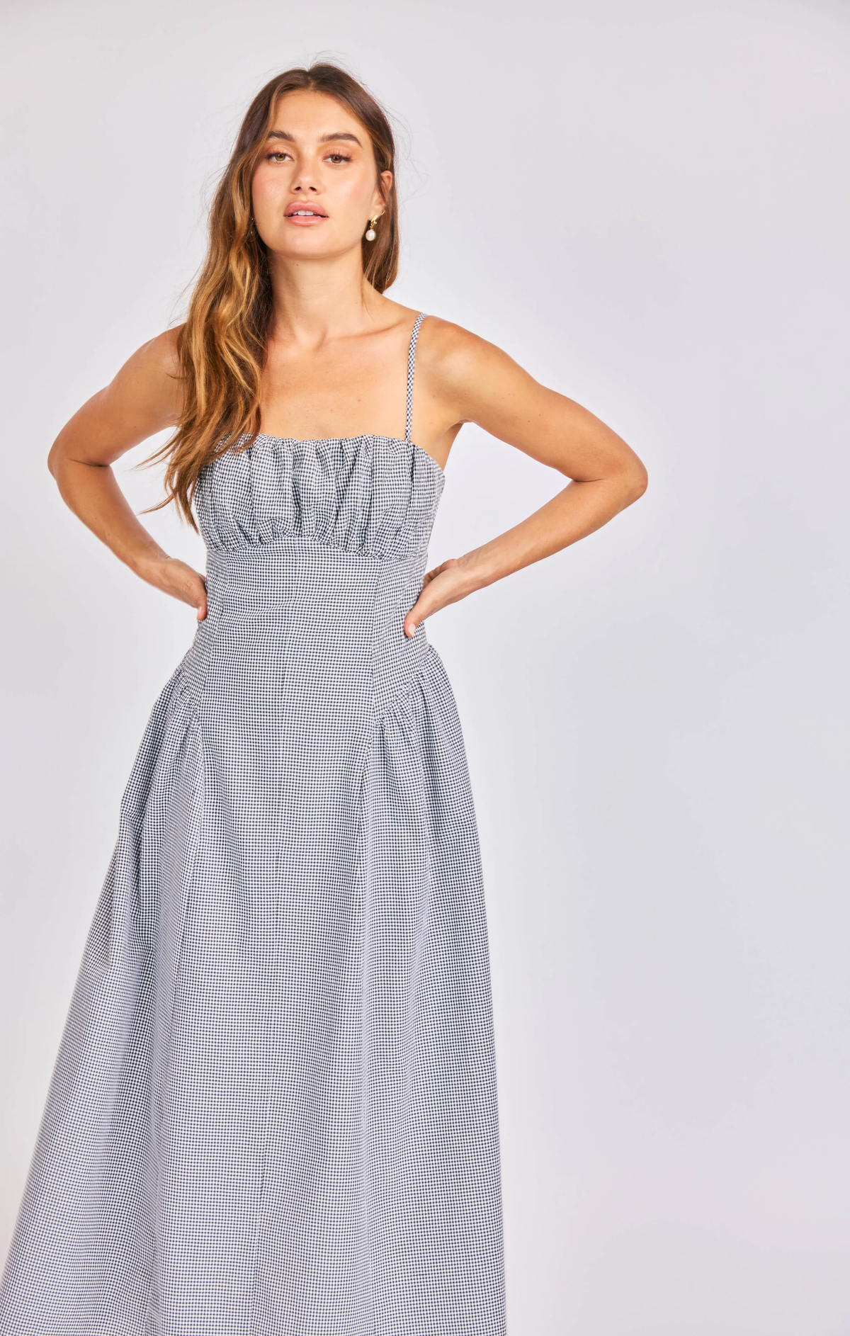 SAGE THE LABEL: BOARDWALK MIDI DRESS - BLACK/WHITE GINGHAM