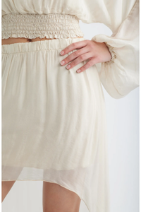 DELUC: FORUM CHIFFON HIGH-LOW SKIRT - OFF WHITE
