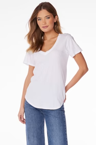 BOBI: SHORT SLEEVE V-NECK TEE - WHITE