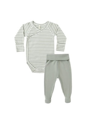 QUINCY MAE: SIDE SNAP BODYSUIT + PANT SET || FERN STRIPE