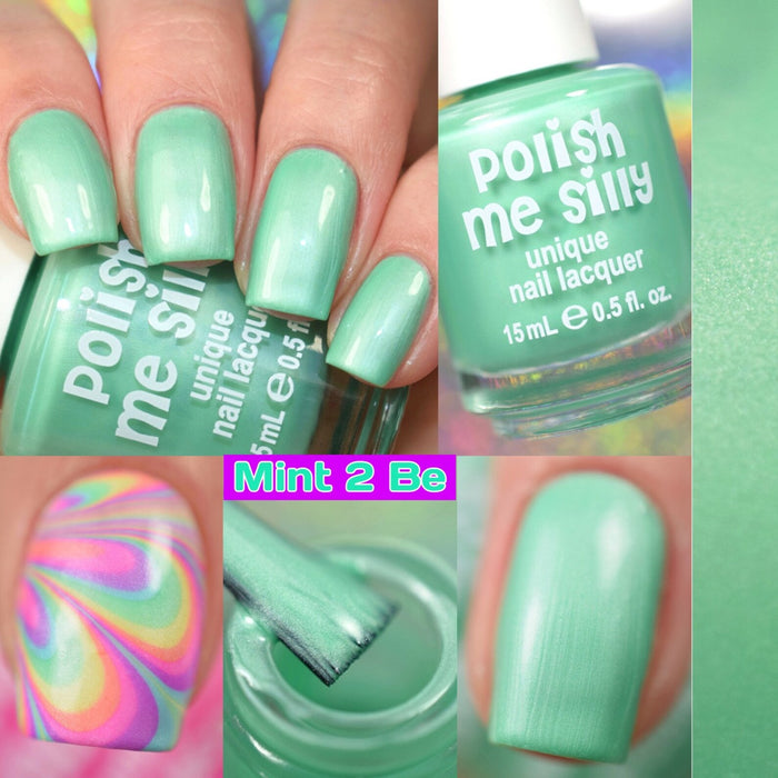 POLISH ME SILLY: MINT 2 BE - BRIGHT LIGHTS SOLID PEARL SATIN POLISH