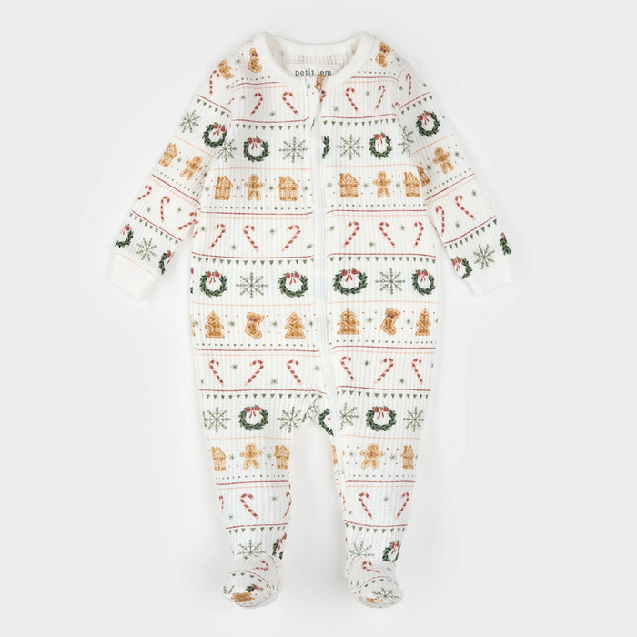 PETIT LEM: HOLIDAY TREATS FAIR ISLE PRINT ON THERMAL SLEEPER
