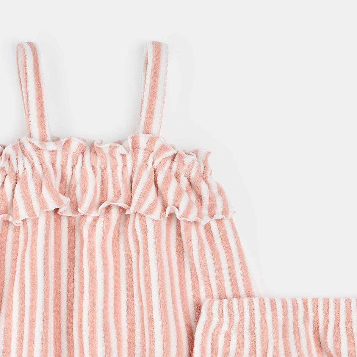 PETIT LEM: KNIT DRESS + BLOOMER SET - LIGHT PINK/WHITE STRIPE