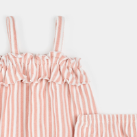 PETIT LEM: KNIT DRESS + BLOOMER SET - LIGHT PINK/WHITE STRIPE