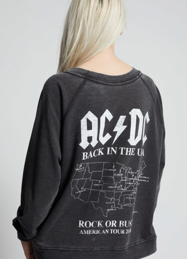 RECYCLED KARMA: ACDC BACK IN BLACK SWEATSHIRT - BLACK