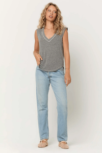PROJECT SOCIAL T: RUE V-NECK TANK - HEATHER GREY