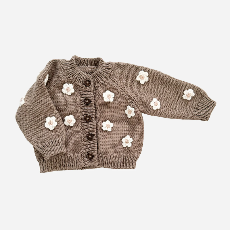 THE BLUEBERRY HILL: FLOWER CARDIGAN - TAN