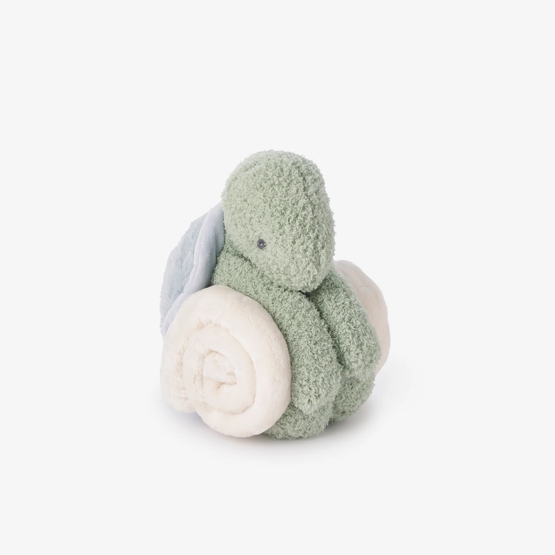 ELEGANT BABY: TURTLE MINI HUGGIE PLUSH TOY & BLANKET - 19" X 19"