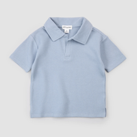 MILES THE LABEL: KNIT POLO TOP & SHORT SET - POWDERED BLUE