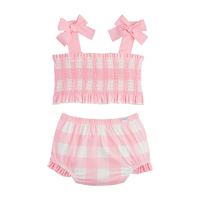 MUD PIE: GINGHAM SMOCKED SWIMSUIT - PINK/WHITE