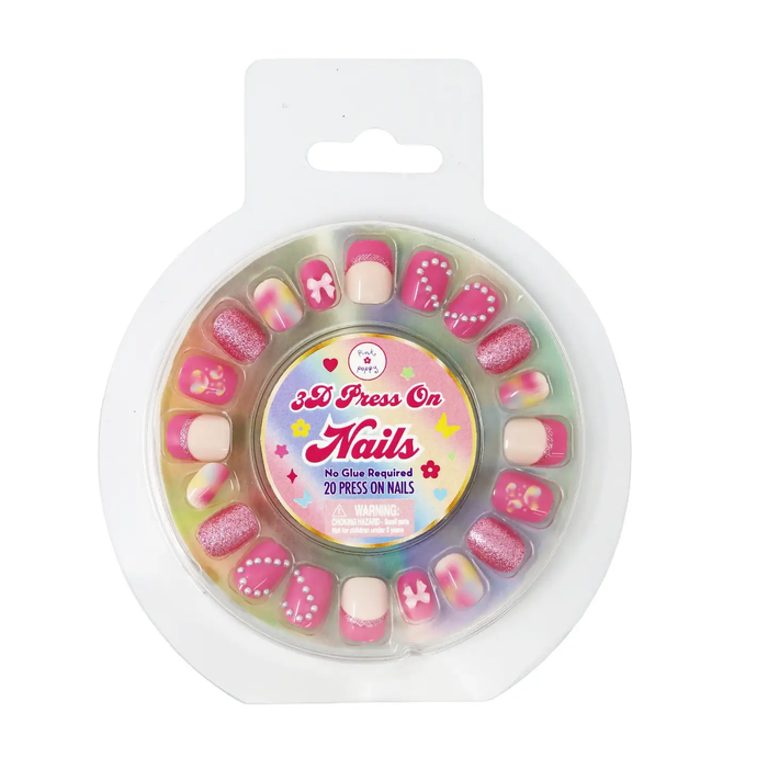 PINK POPPY: 3D LOVE HEART PRESS ON NAILS - 20 PACK