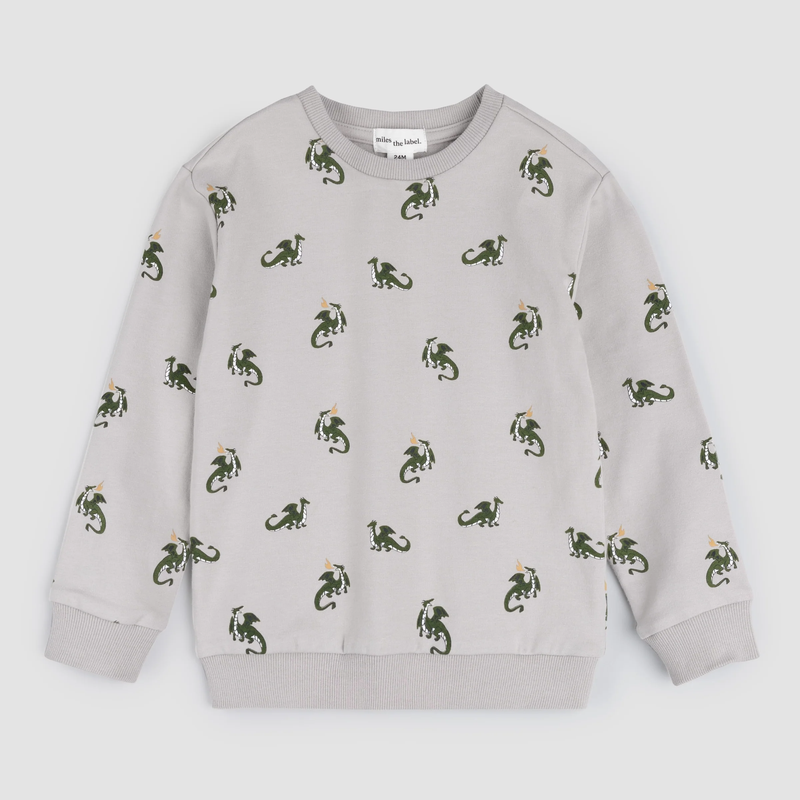 MILES THE LABEL: DRAGON PRINT ON CEMENT SWEATSHIRT