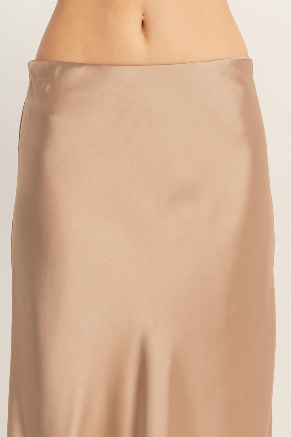 SATIN MIDI SKIRT - DARK TAUPE