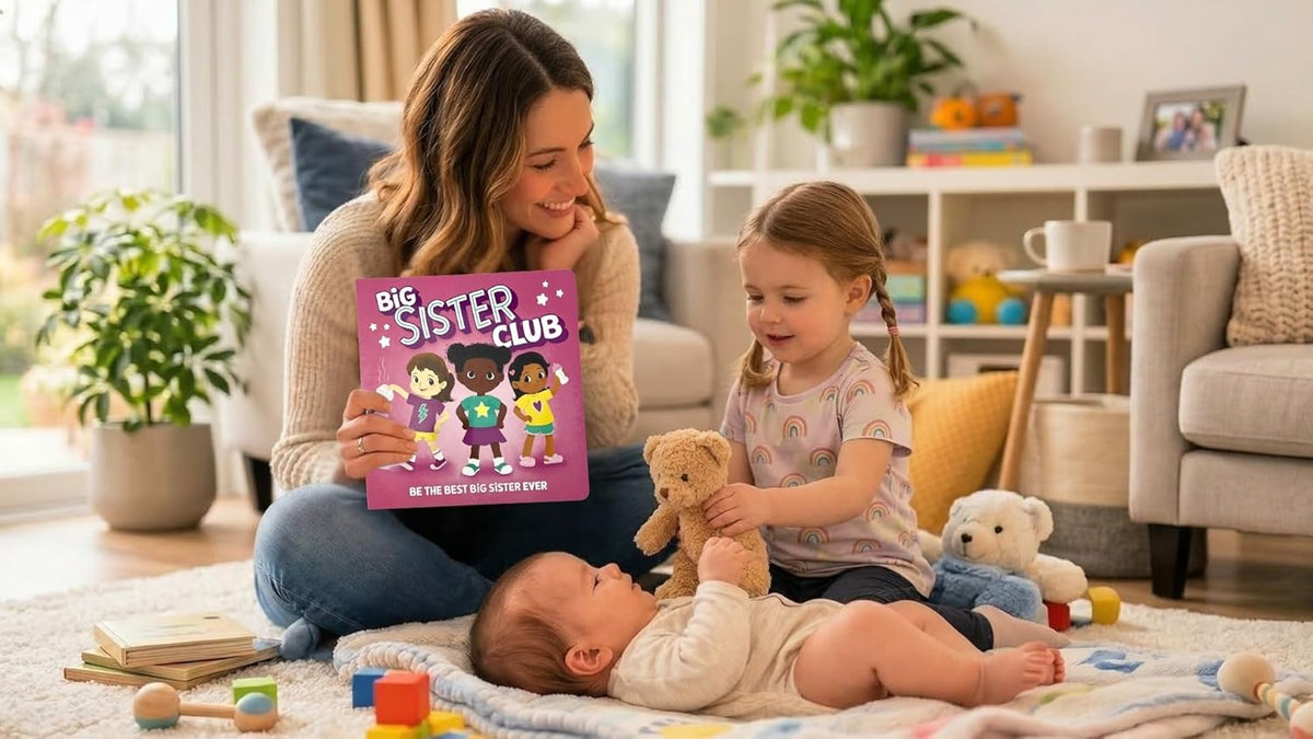 WELCOME TO THE BIG SISTER CLUB BOARD BOOK, STICKER BADGES, AND A REWARD CHART