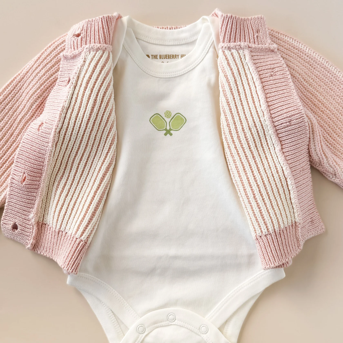 THE BLUEBERRY HILL: COTTON BRIOCHE CARDIGAN - BLUSH