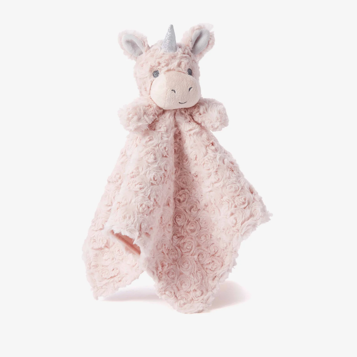 ELEGANT BABY: PINK UNICORN BABY SECURITY BLANKET - 15" X 15"