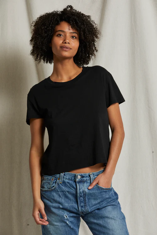 PERFECTWHITETEE: HARLEY CRISPY LIGHTWEIGHT COTTON BOXY CREW TEE - TRUE BLACK