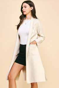 PINCH: EDGE DETAIL OPEN KNIT CARDIGAN - EGGSHELL