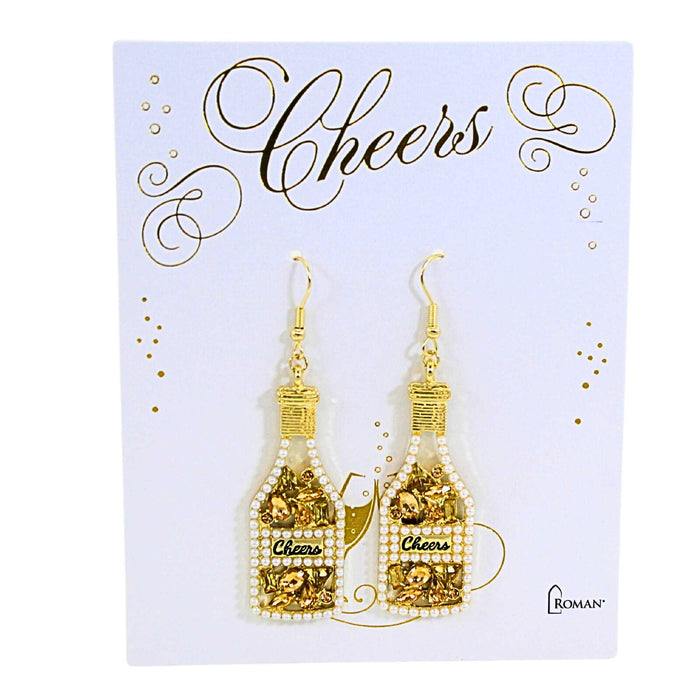 ROMAN: 2.75IN CHAMPAGNE BOTTLE EARRINGS