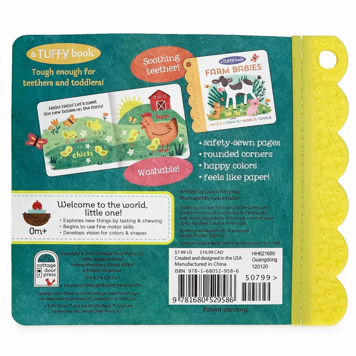 TUFFY BOOK: FARM BABIES WASHABLE, CHEWABLE,  INDESTRUCTIBLE TEETHING BOOK