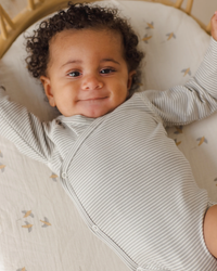 QUINCY MAE: SIDE SNAP BODYSUIT || SAGE MICRO STRIPE & BABY PANT || SAGE