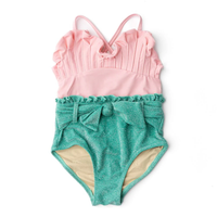 SHADE CRITTERS: PINK & GREEN SHIMMER MERMAID SHELL ONE PIECE SWIMSUIT