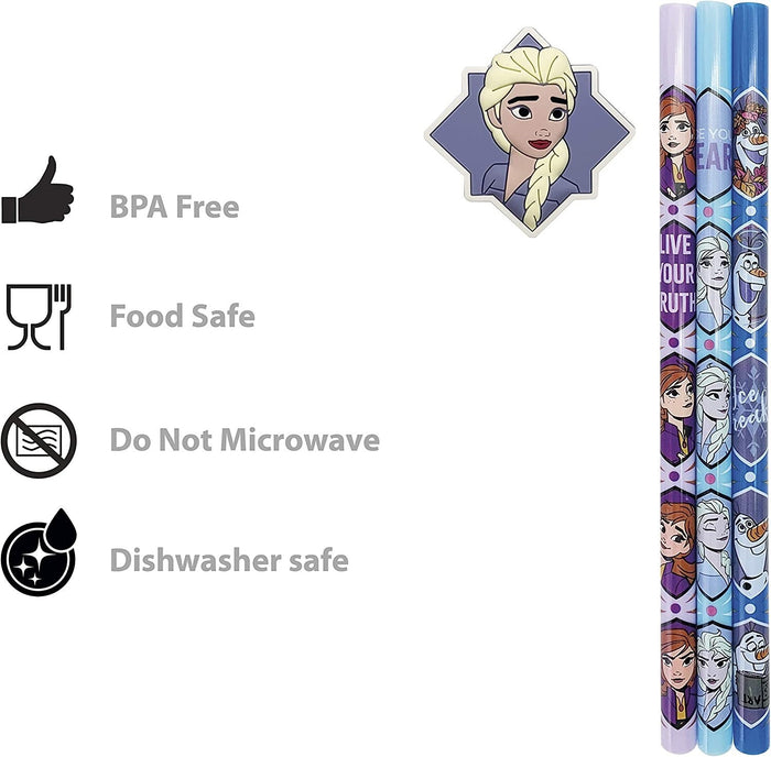 DISNEY: FROZEN BPA-FREE REUSABLE STRAWS WITH POUCH (3-PACK)