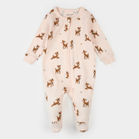 PETIT LEM: REINDEER PRINT ON SOFT PINK SLEEPER
