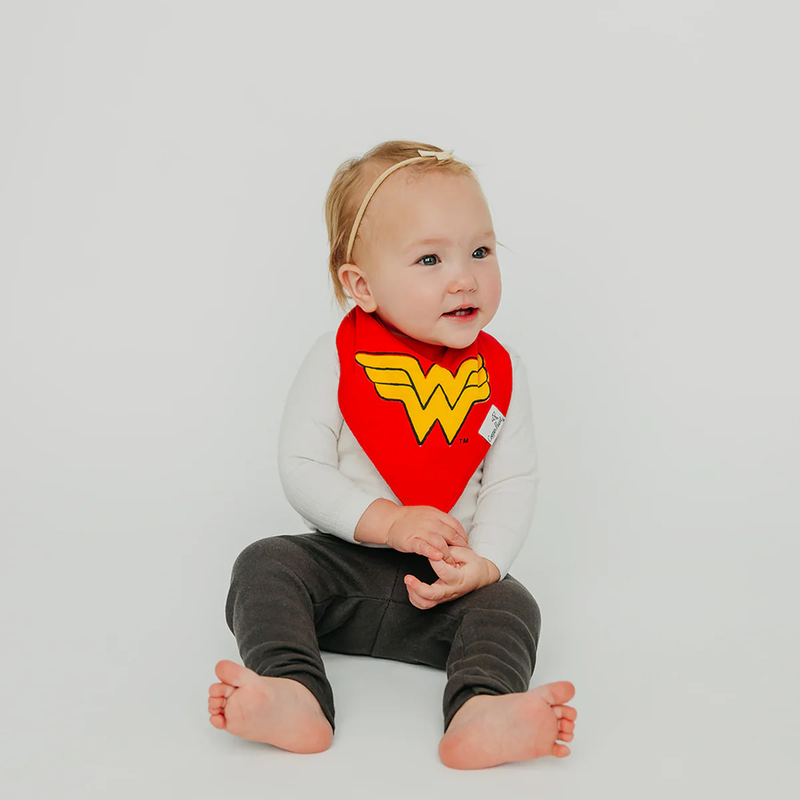 COPPER PEARL: WONDER WOMAN BABY BANDANA BIBS (2-PK)