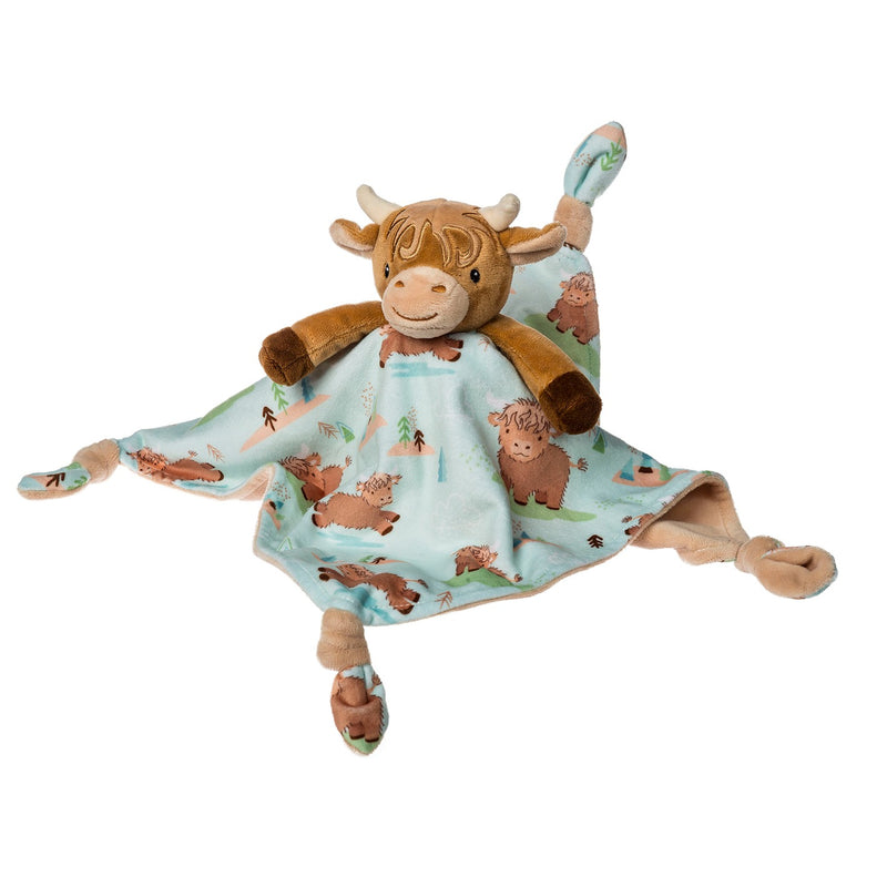 MARY MEYER: HETTY HIGHLAND COW CHARACTER BLANKET – 13×13″