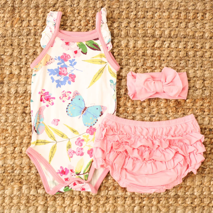 BESTAROO: FLUTTER BABES RUFFLE BLOOMER SET (3-PIECE)